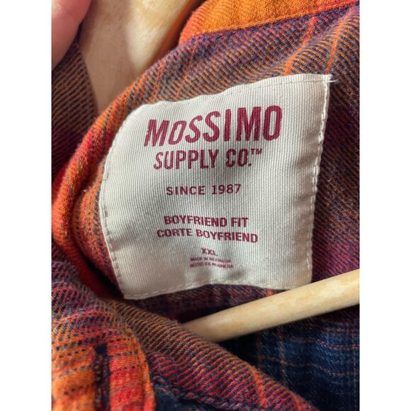 Mossimo Vintage Plaid Shirt Orange Blue Boyfriend Fit Womens XL Flannel - Picture 3 of 4